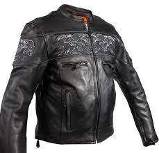 Men S Motorcycle Reflective Skull Leather Scooter Jacket W Reflective Piping Black Leather Motorcycle Jacket Leather Jacket Men Leather Jacket