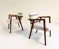 Designed by franco albini, f. Franco Albini Model 48 Armchairs Restored In Brazilian Calfskin And Isabel Marant Ivory Silk Wool C 1955 Artsy