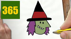 It is a witch who is taking flight on her broom, and has a very simple profile, where only a large nose, and a large jaw protrude. How To Draw A Witch Face Cute Easy Step By Step Drawing Lessons For Kids Youtube