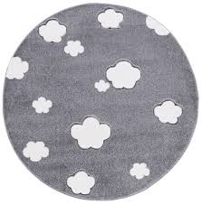 Phantasievoll gestaltete formen, farben und motive. Teppich Kinderzimmer Rund 133cm Grau Weiss Kinderteppiche Kindermobel Furnart