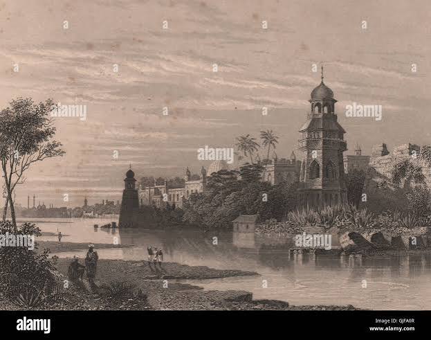 BRITISH INDIA. Delhi from the river showing the King's Palace (Red Fort) , 1858 Stock Photo - Alamy