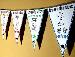 Simplifying Radicals Math Pennant Activity Math Pennant Geometry Worksheets Math Forms