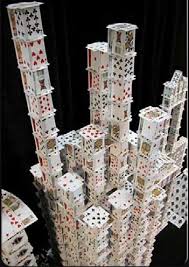 Gently lay a flat card on top of the first two triangles (say, 1 and 2). Build A Giant Card Castle Or At List A Not So Small One Playing Card Crafts Play Your Cards Right Cool Cards