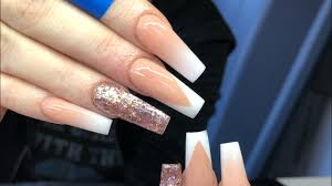 20 886 просмотров 20 тыс. Nude Ombre And Glitter Long Acrylic Nails Youtube