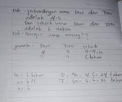 Pengertian dan rumus perbandingan senilai. Perbandingan Umur Dewi Dan Tono Adalah 4 5 Selisih Umur Dewi Dan Tono 6 Tahun Berapa Umur Brainly Co Id
