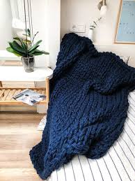 5 out of 5 stars with 4 ratings. Navy Blue Giant Knitted Blanket Blue Bulky Knit Throw Of Different Sizes And Colors Hand Knitted Throw Chunky Knit Blanket In 2021 Knitted Throws Giant Knit Blanket Chunky Knit Blanket