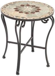 Amazon Com Alfresco Home Notre Dame Indoor Outdoor Marble Mosaic Side Table Patio Side Tables Patio La Indoor Patio Outdoor Patio Table Patio Side Table