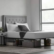 Find wooden and tufted pieces or beds with hidden storage to complete your bedroom decor. King Size Matte Black Steel Modern Bed Frame Headboard Slots Extra Storage Space Ebay
