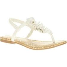 details about faded glory girls ruffle toe sandals shoes white size 3 new