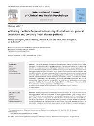Pdf Validating The Beck Depression Inventory Ii In Indonesia S General Population And Coronary Heart Disease Patients