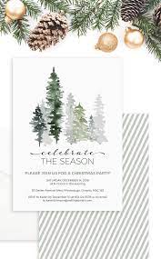 Evergreen Trees Celebrate The Season Christmas Party Invitation Christmas Party Christmas Party Invitations Christmas Wreath Designs