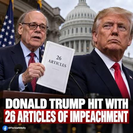 Donald Trump Hit With 26 Articles of Impeachment **Source: Newsweek** Rep.  Steve Cohen, a Tennessee Democrat, introduced 26 articles of impeachment  against President Donald Trump. The resolution presents Cohen's allegations  of high