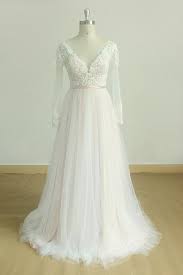 Chicloth Long Sleeve Lace Tulle A Line Wedding Dress In 2021 Wedding Dress Tulle Lace Modest Wedding Dresses Wedding Dresses Blush