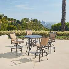 Acrylic 42 round kd pedestal bar umbrella table. Royal Garden Bar Height Patio Dining Sets Patio Dining Furniture The Home Depot