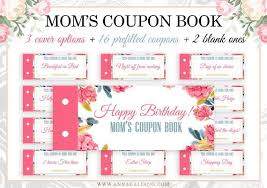 Mother S Day Gift Coupon Book For Mom Mom Coupons Etsy Mom Coupon Book Mom Coupons Printable Coupon Book