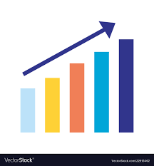 bar chart statistics arrow on white background