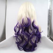 Ashy blonde with purple tips. 2018 New Arrival Blonde Purple Ombre Long Wavy Synthetic Lace Front Wig 180 Density Elegant 613 Purple Lace Wig Xmky Sp14 69 99