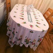 Extra Large Vintage Christmas Tablecloth Large Rectangle Etsy Christmas Table Cloth Vintage Christmas Home Goods Decor