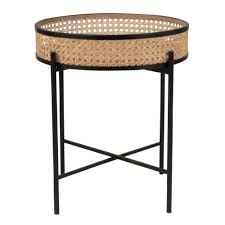 Beistelltisch Aus Rattangeflecht Und Schwarzem Metall Maisons Du Monde Wicker Side Table Side Table Rattan