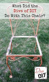 Take a set of old metal folding chairs, paint them a fresh color and cover the seats with fun fabric. Upcycle A Old Chair Into A Planter Chair Diva Of Diy