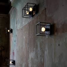 Buster Punch Caged E27 Wall Light In Satin Black Marble Wall Lights Wall Lights Bedroom Black Marble