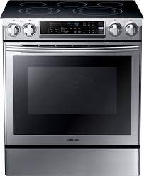 All you have to do is slide the door's hinges out from the oven's frame. Samsung 5 8 Cu Ft Self Cleaning Slide In Electric Convection Range Stainless Steel Ne58f9500ss Best Buy