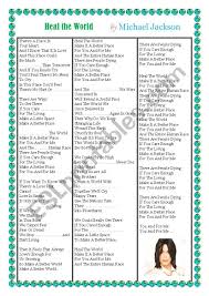 And the entire human race. Heal The World Michael Jackson Song Esl Worksheet By Unpredictable14
