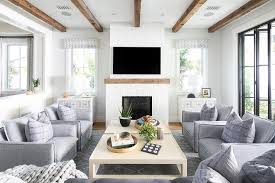 Dimensions 60ʺw × 36ʺd × 19ʺh styles hollywood regency Gray Accent Chairs With Cream Fabric Wrapped Coffee Table Transitional Living Room