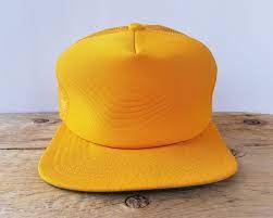 Vintage 80s New Era Pro Design Blank Trucker Hat Yellow Mesh Etsy New Era Hats Wide Brim Sun Hat
