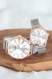 Silver Hasir Metal Miknatisli Kordonlu Rose Metal Kasa Sevgili Saatleri Cincin