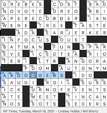 Rex Parker Does The Nyt Crossword Puzzle Hobbyists S Knife Tue 3 16 21 Corn Farmer At Harvest Time Lumberjacks In Unsafe Working Conditions High Calorie Bakery Offerings Like Pandas Yaks