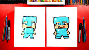 Step by step tutorial on how to draw a minecraft diamond on graph paper, super fun, super easy! How To Draw Minecraft Steve With Diamond Armor Art For Kids Hub