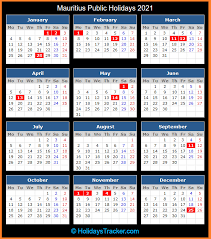 Mauritius Public Holidays 2021 Holidays Tracker