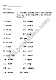 Spelling Simple Past Actions Esl Worksheet By Khughes