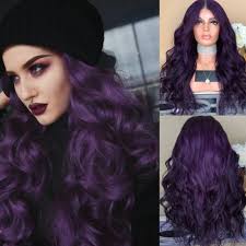 Black And Purple Hair Wig New Women Long Purple Hair Full Wig Natural Curly Wavy Synthetic Hair Wigs Hp Hair Full Wig Wig Hairstyles Long Purple Hair Purple Hair