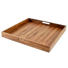 It makes the perfect perch for decorative serving trays or even board games for game nights with friends and family. 20 X 20 Inch Square Walnut Wood Serving And Coffee Table Tray With Handles Serving Tray Wood Serving Trays With Handles Wooden Tray