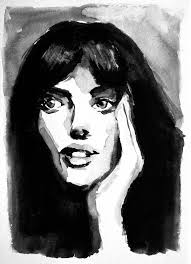 Black And White Watercolor Face Black And White Portrait 1 Original Loose Watercolor Portrait B W Female Woman Girl Misterious Abstract Contemporary Painting Monocrome Watercolor Portraits Black And White Portraits Abstract Portrait Painting