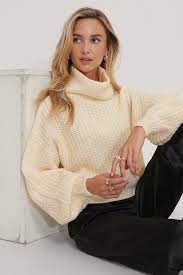 Maybe you would like to learn more about one of these? High Neck Short Knitted Sweater Offwhite Na Kd Com