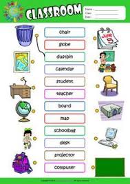 Classroom Esl Matching Exercise Worksheet For Kids English Lessons For Kids Learning English For Kids English Worksheets For Kids