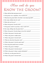 How well do you know the bride & groom? Free Printable Bridal Shower Games Personalized Brides Printable Bridal Shower Games Wedding Freebies Bridal Shower Games