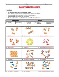 Classification matter worksheet answer key, classification of matter class part a, vocabulary review directions: Worksheet Classifying Matter Through Pictures Of Atoms 2 Worksheet Set