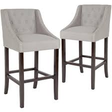 Carnegy Avenue 30 In Light Gray Fabric Bar Stool Set Of 2 Cga Ch 249593 Li Hd The Home Depot Grey Bar Stools Fabric Bar Stool Bar Stools