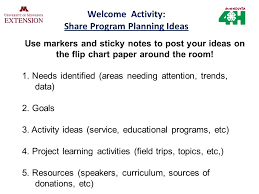 Welcome Activity Share Program Planning Ideas Use Markers