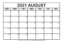 Choose from yearly, monthly, starting week on monday or sunday, with us holidays or blank, horizontal or vertical calendars. Free August 2021 Printable Calendar Templates Pdf Word