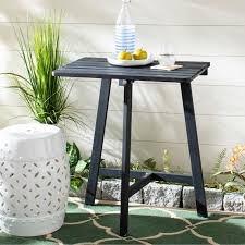 Pencil leg walnut white end table. Safavieh Outdoor Living Benton Balcony Table Dark Slate Gray