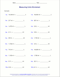 metric measuring units worksheets