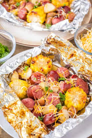 Smoked Sausage And Potatoes Foil Packet Meal Bread Booze Bacon