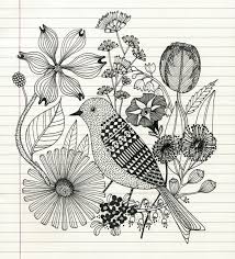Pencil Sketch Of Bird And Flowers Doodle Art Bird Art Tangle Art