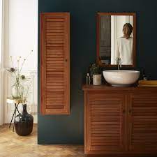 Colonne Suspendue En Acajou 120 Cm Meubles Salle De Bain Tikamoon Colonnes En Bois Meuble Salle De Bain Meuble Colonne