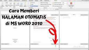 Cara Membuat Halaman Di Word 2010 Youtube